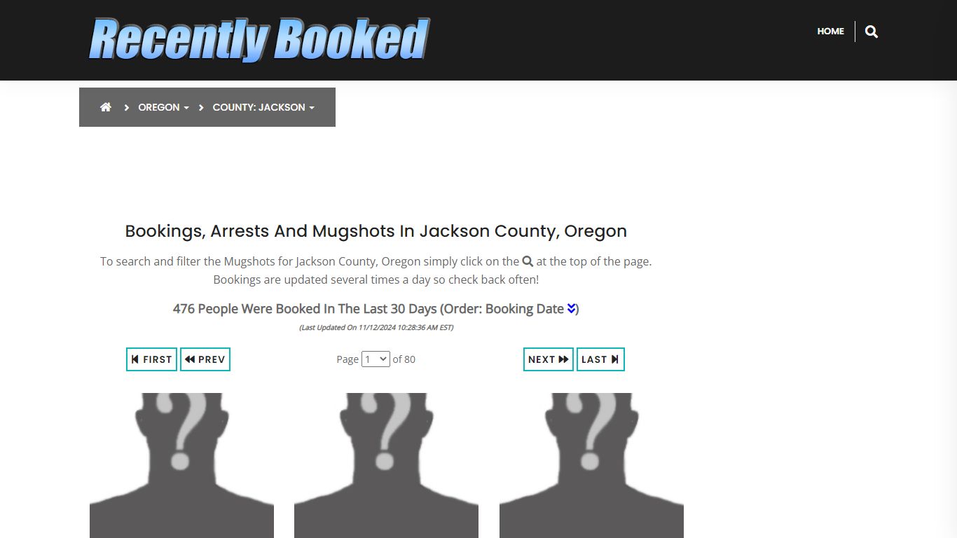 Bookings, Arrests and Mugshots in Jackson County, Oregon - Recently Booked