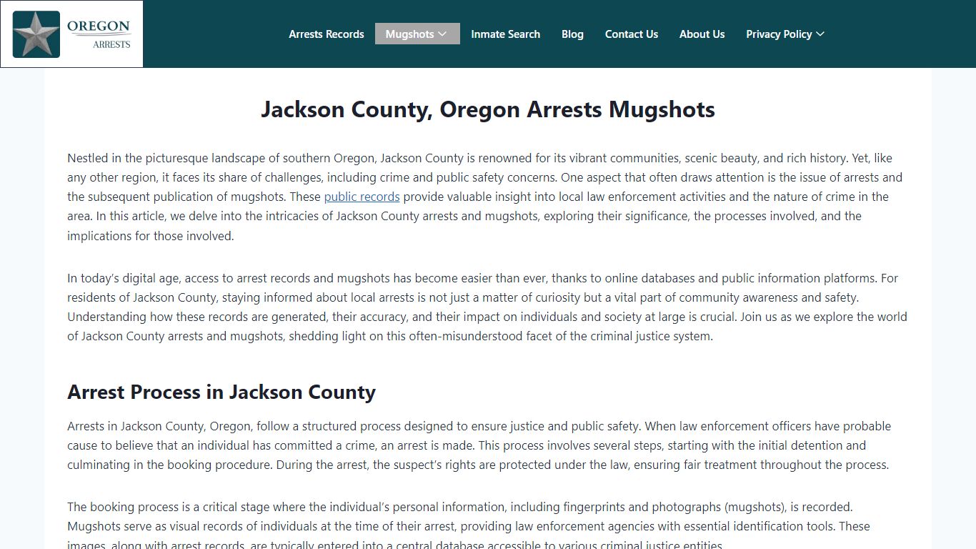 Jackson County, Oregon Arrests Mugshots - Arrests.org OR