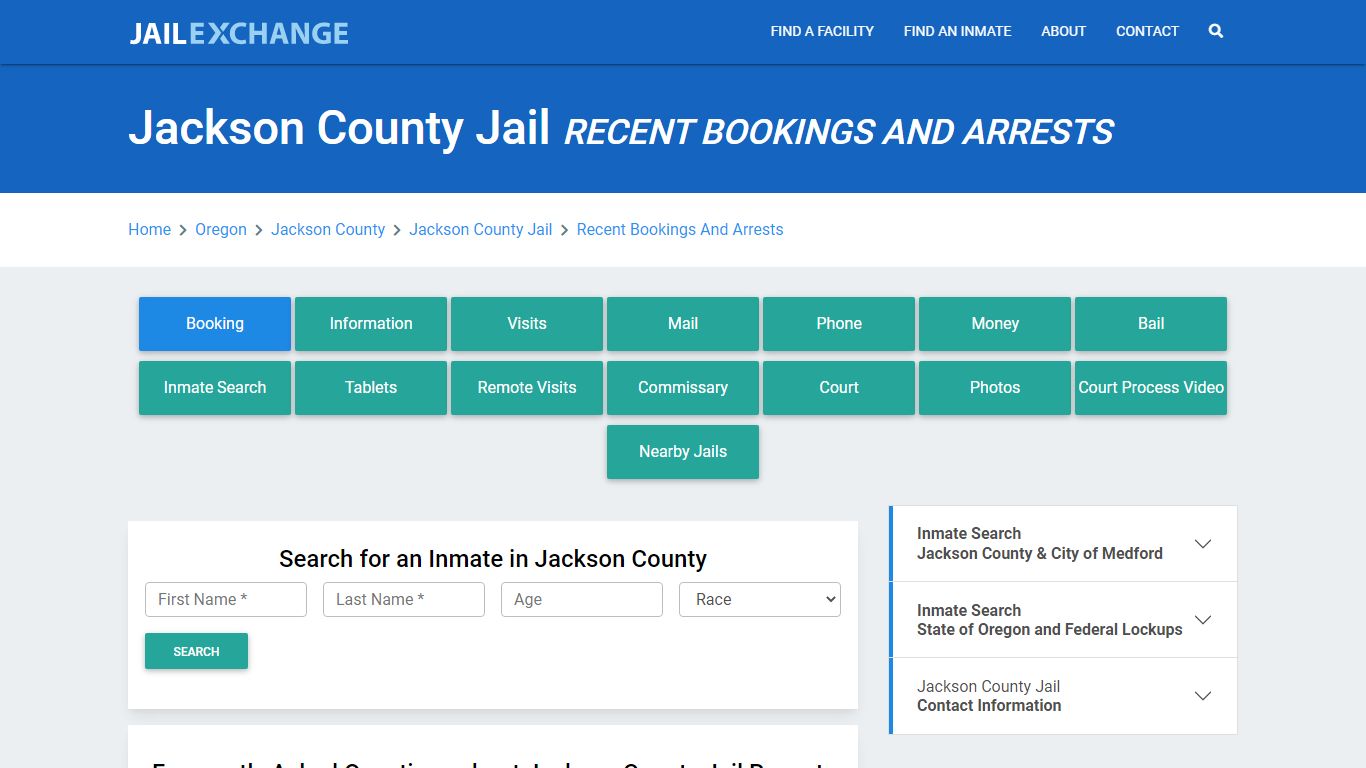 Jackson County Jail Recent Bookings And Arrests - Jail Exchange